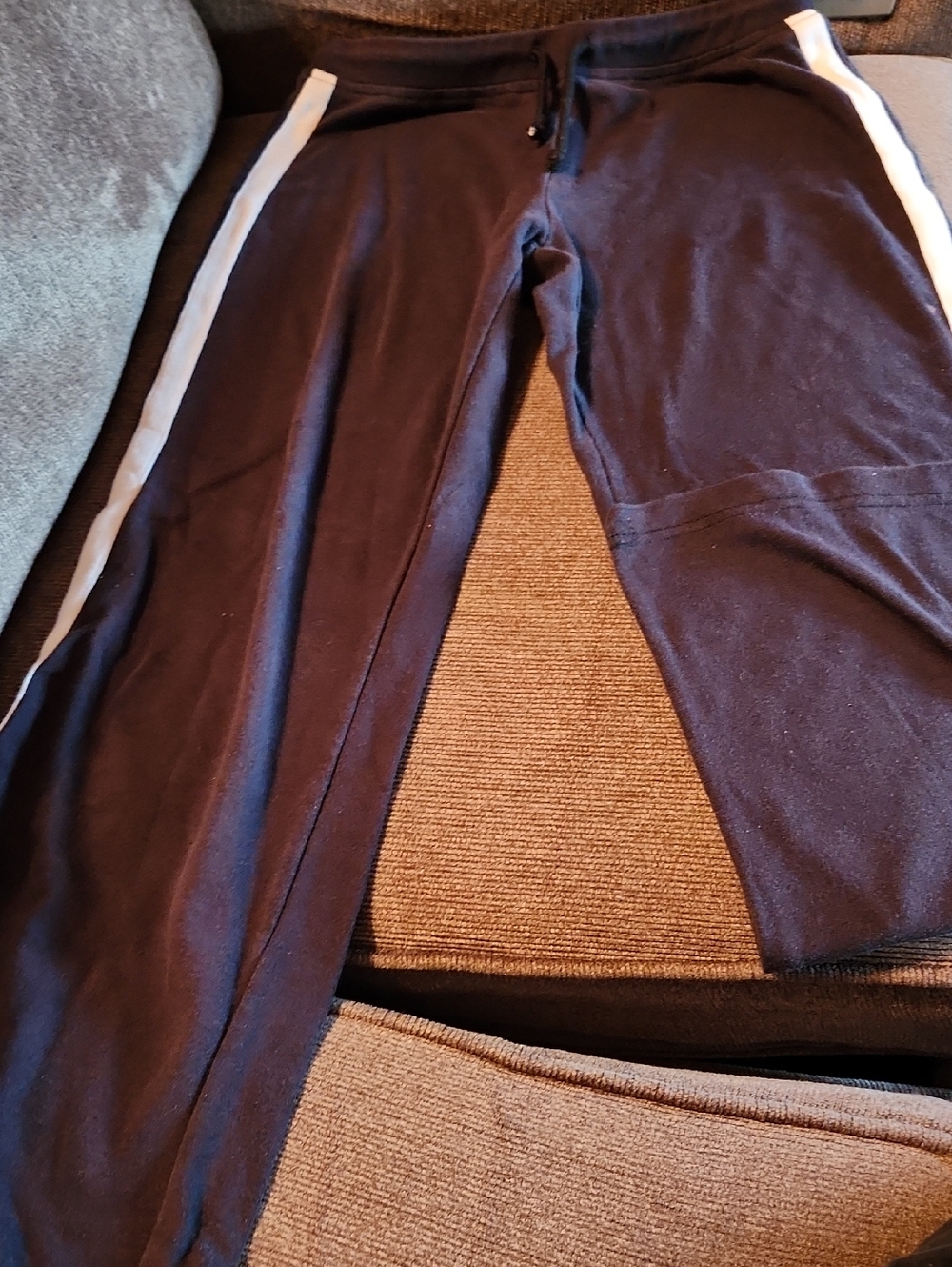 Navy Track Pants with White Side Stripe